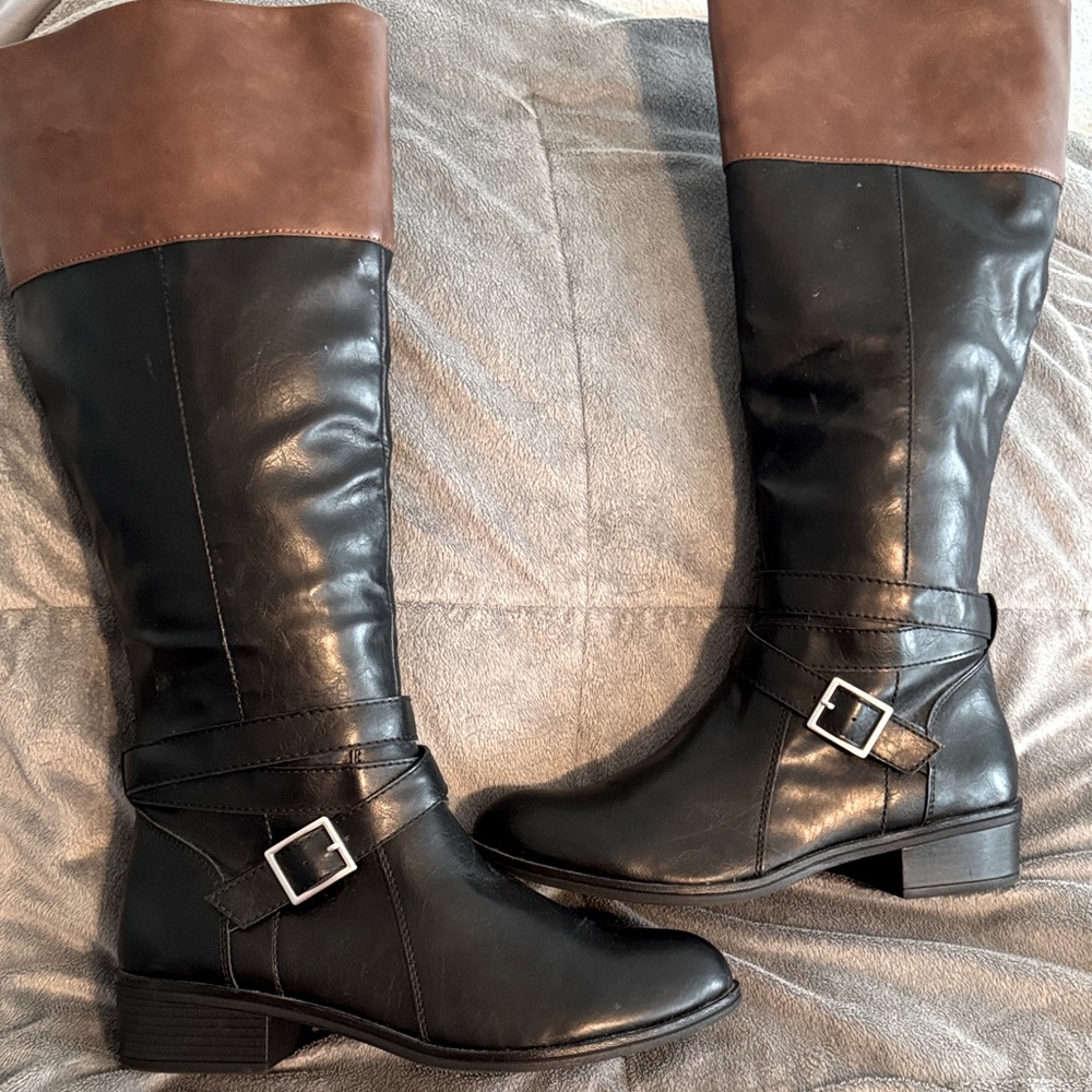 Arizona Jean Company Black and Brown Riding Knee Boots